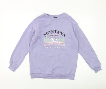 New Look Girls Purple Cotton Pullover Sweatshirt Size 10-11 Years Pullover