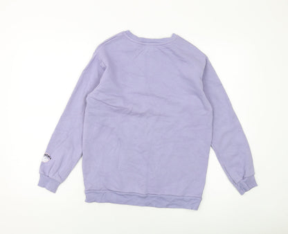 New Look Girls Purple Cotton Pullover Sweatshirt Size 10-11 Years Pullover