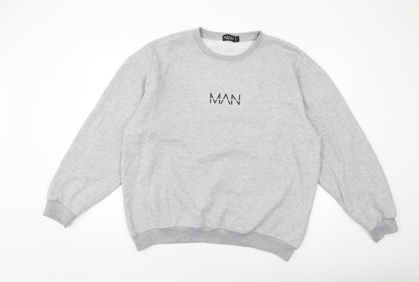Mens UK Size L Boohoo Grey Pullover Sweatshirt