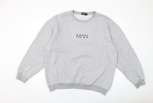 Mens UK Size L Boohoo Grey Pullover Sweatshirt
