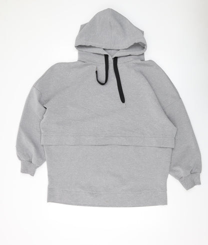 Zara Womens Grey Polyester Pullover Hoodie Size S Pullover