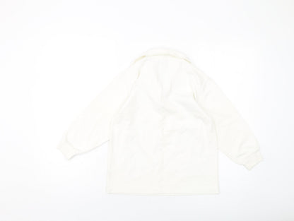 BHS Boys Ivory Cotton Pullover Sweatshirt Size 7-8 Years Button