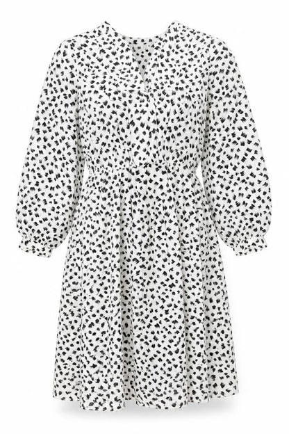 Parigi Womens White Geometric Polyester Shift Size 14 V-Neck Pullover - Vintage Collared