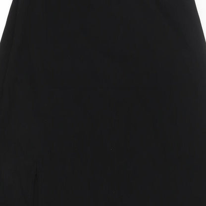 PRETTYLITTLETHING Womens Black Polyester Maxi Size 8 Square Neck Zip - Backless Tie
