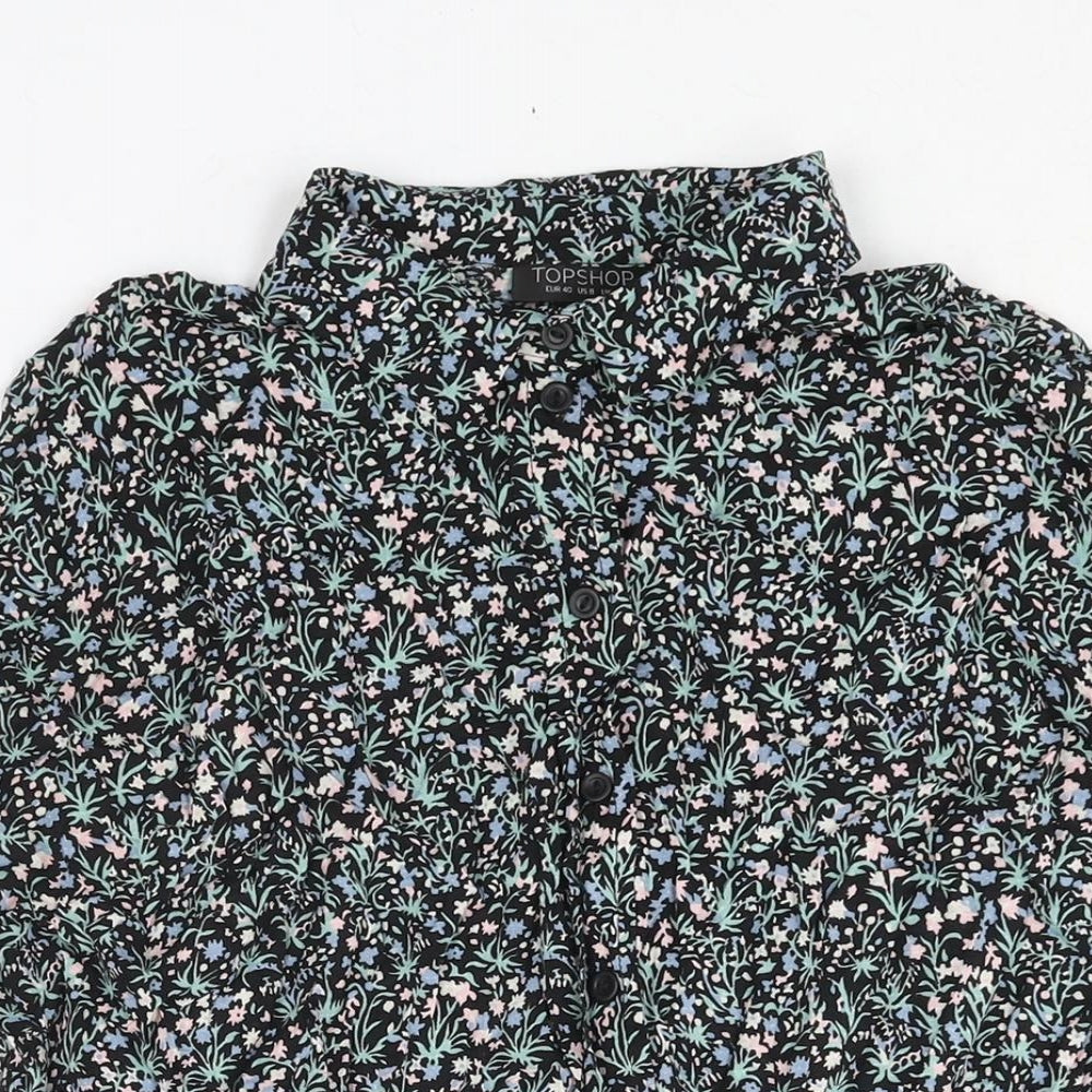 Womens UK Size 12 Topshop Multicoloured Basic Button-Up