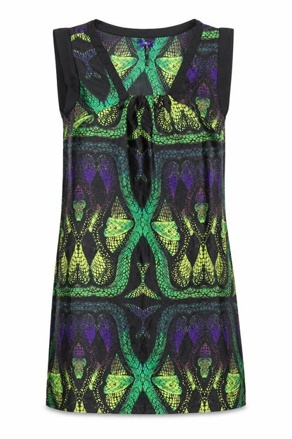 Next Womens Multicoloured Geometric Polyester Shift Size 8 V-Neck Pullover - Scale Print