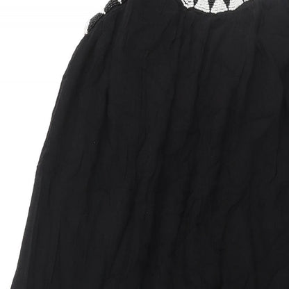 Zara Womens Black Cotton Maxi Size XS Scoop Neck Pullover - Beaded Neckline