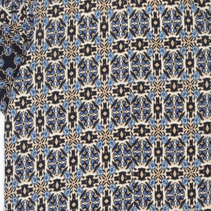 Voulez-Vous Womens Blue Geometric Polyester Shift Size 12 Round Neck Zip