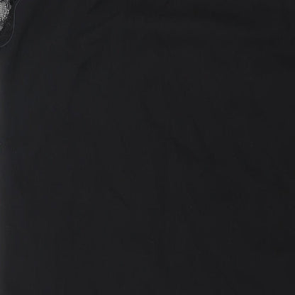 H&M Womens Black Polyester Shift Size 10 Round Neck Button - Lace Sleeve