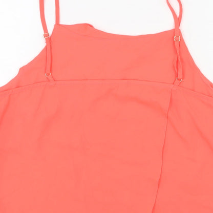 Miss Selfridge Womens Pink Polyester Camisole Blouse Size 14 Scoop Neck - Frill Neon