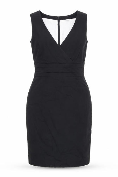 H&M Womens Black Cotton Shift Size 6 V-Neck Zip