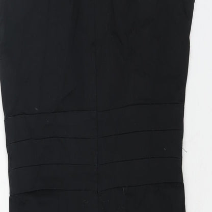 H&M Womens Black Cotton Shift Size 6 V-Neck Zip
