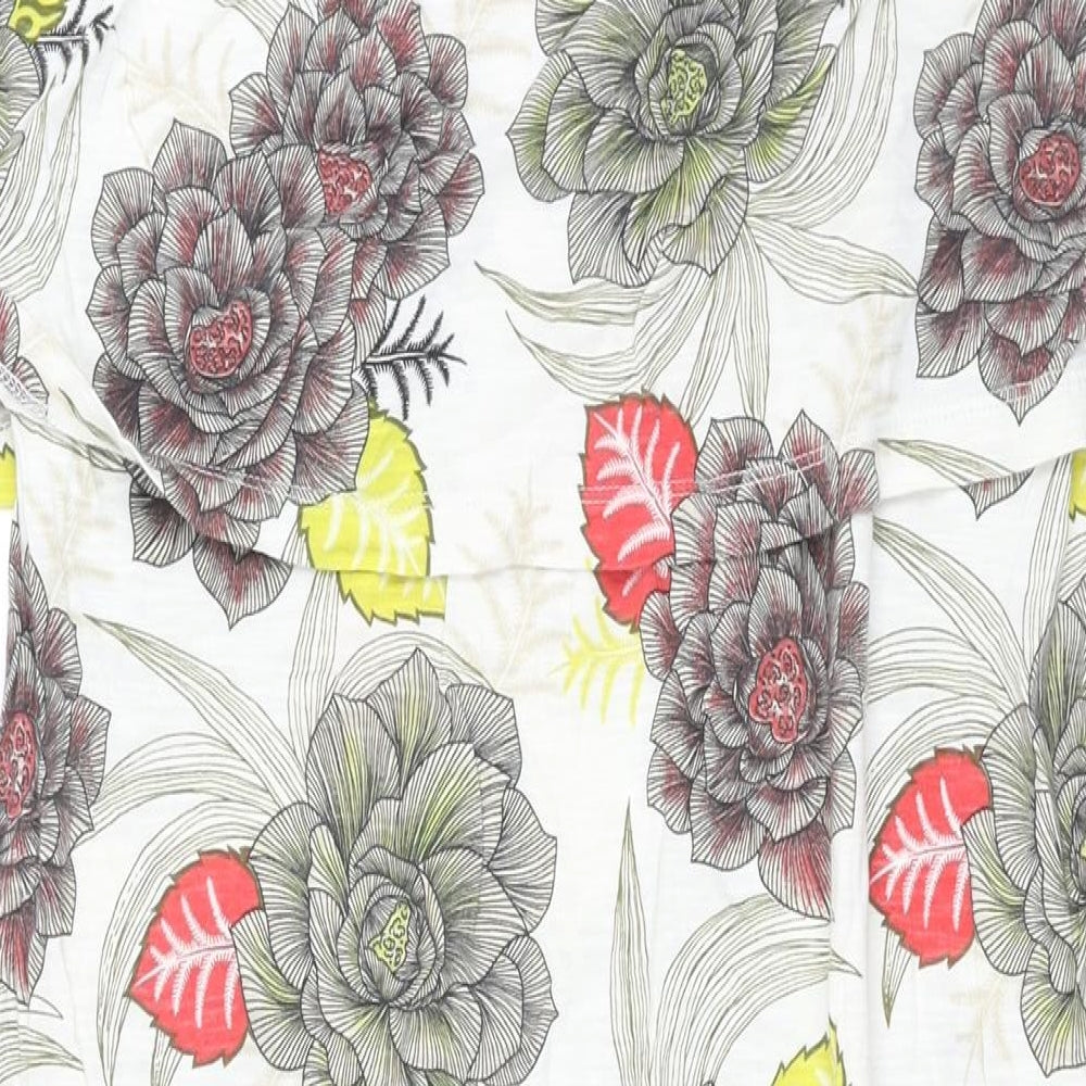 NEXT Womens Multicoloured Floral Cotton Maxi Size 14 Round Neck Tie - Side Slits Tassle