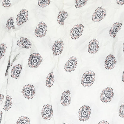 M&Co Womens White Geometric Viscose Basic Blouse Size 10 V-Neck