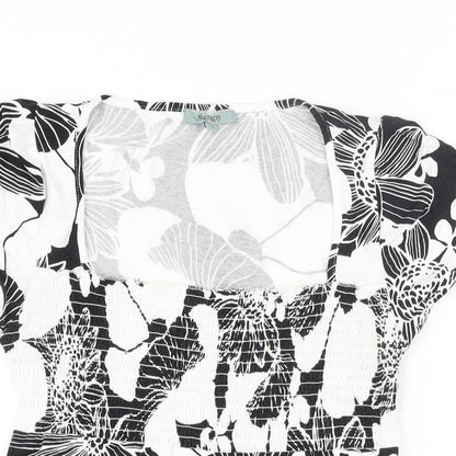 Therapy Womens Black Floral Viscose A-Line Size 12 Square Neck Pullover