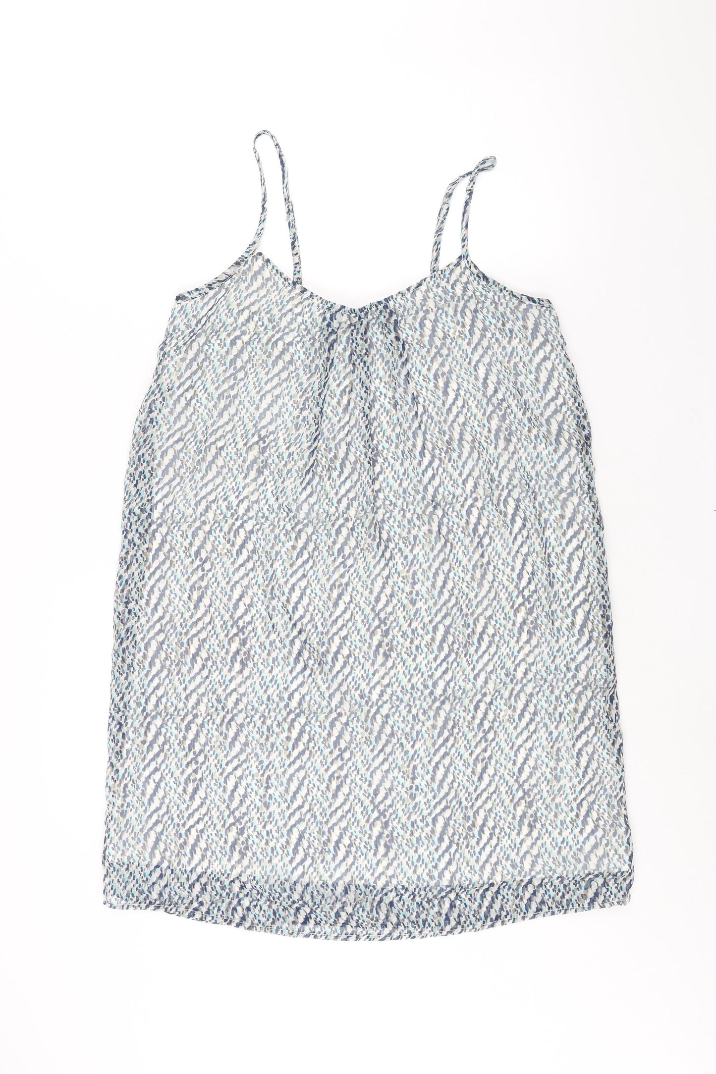 Only Womens Blue Geometric Polyester Tank Dress Size 8 Scoop Neck Pullover