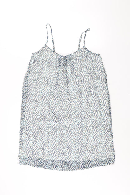 Only Womens Blue Geometric Polyester Tank Dress Size 8 Scoop Neck Pullover