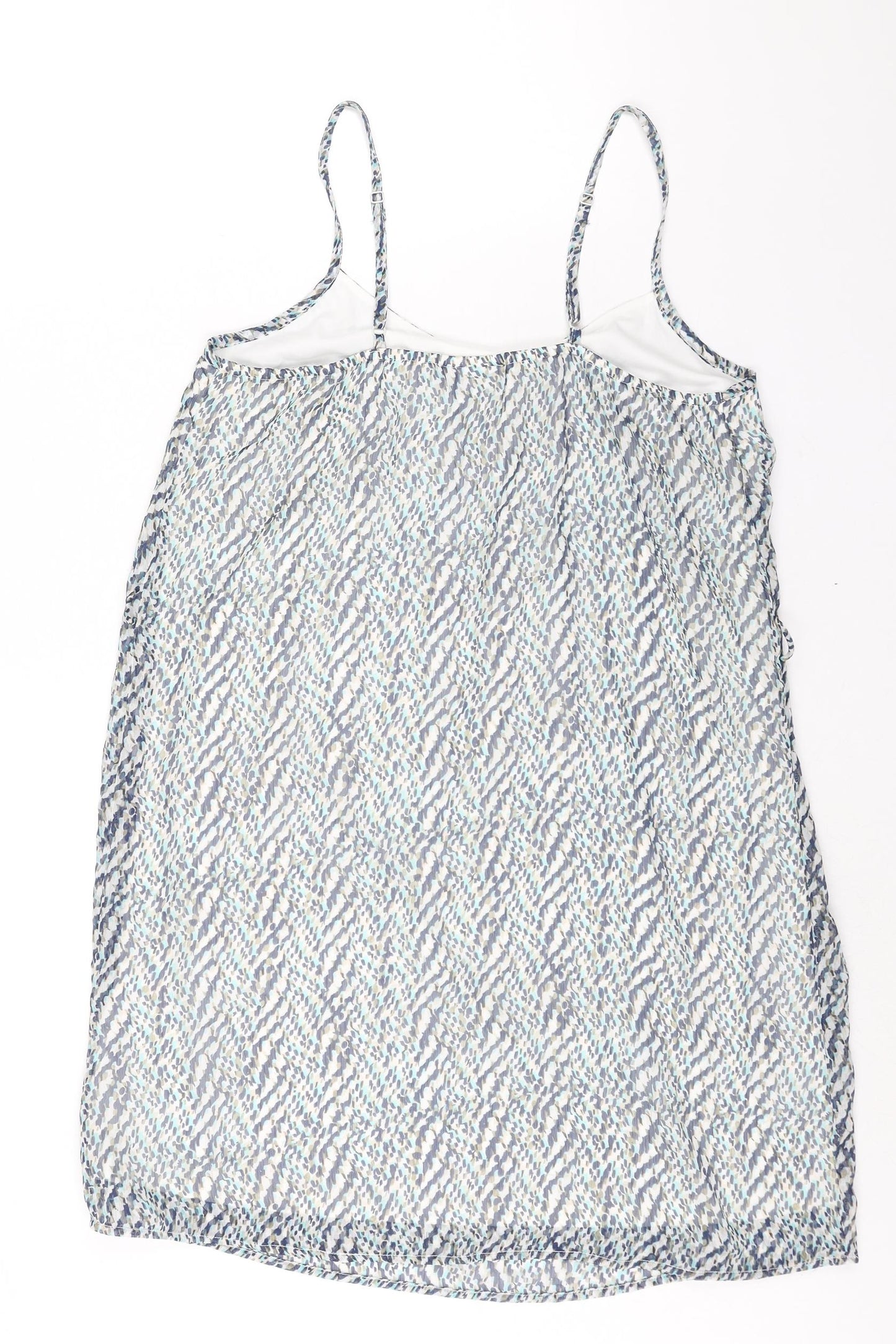 Only Womens Blue Geometric Polyester Tank Dress Size 8 Scoop Neck Pullover