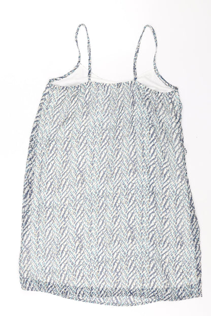 Only Womens Blue Geometric Polyester Tank Dress Size 8 Scoop Neck Pullover