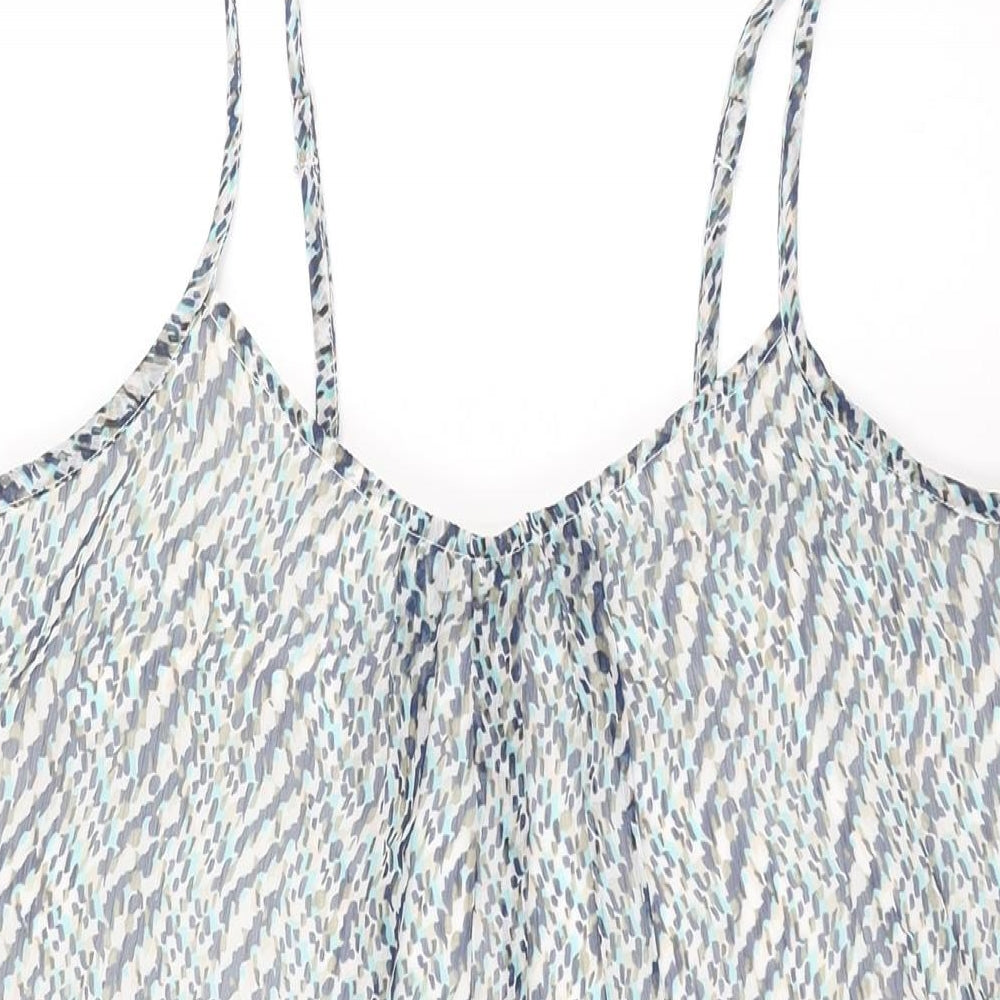 Only Womens Blue Geometric Polyester Tank Dress Size 8 Scoop Neck Pullover