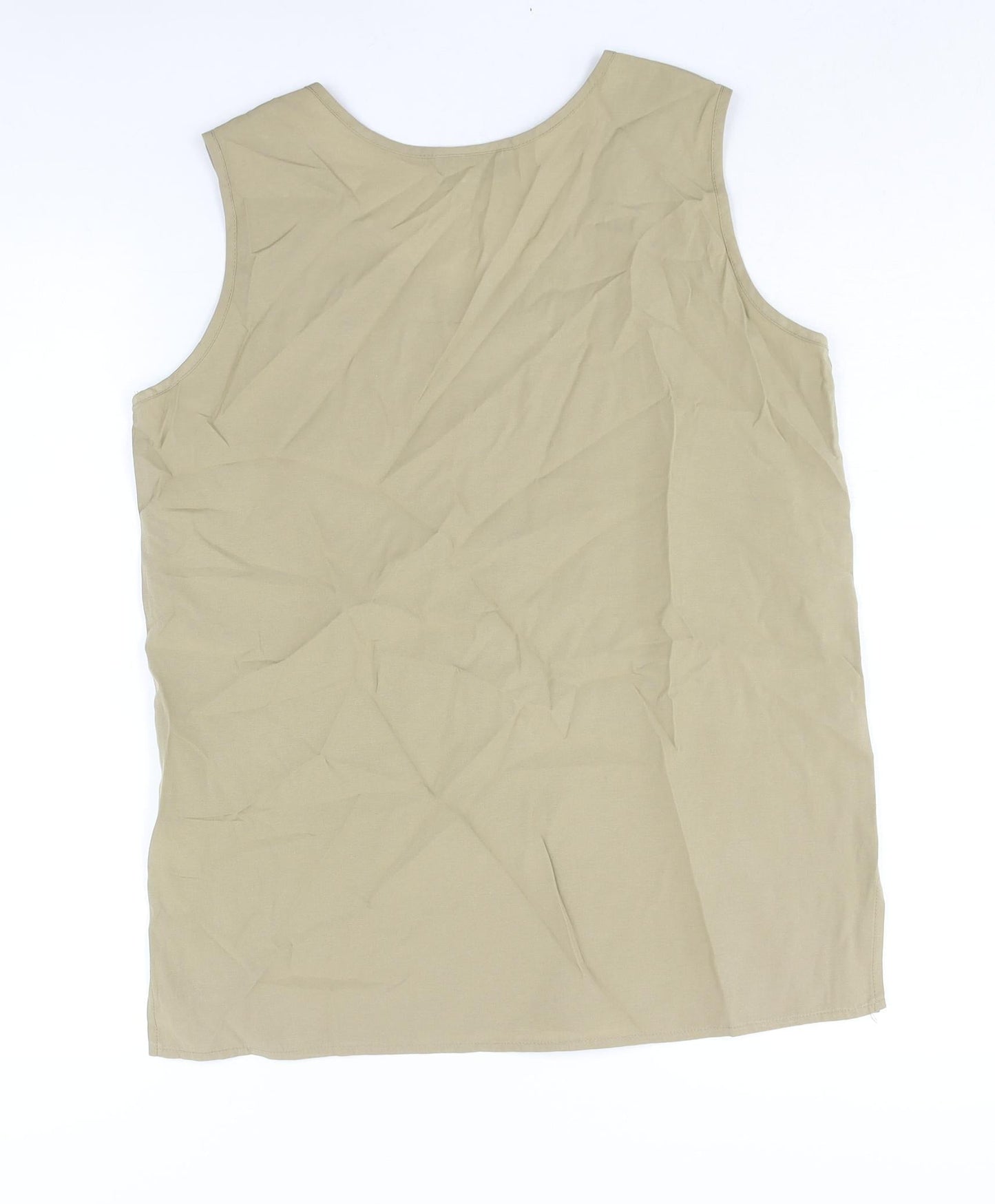 Nice Day Womens Green Polyester Camisole Blouse Size 14 Round Neck