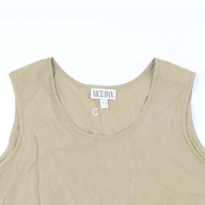 Nice Day Womens Green Polyester Camisole Blouse Size 14 Round Neck