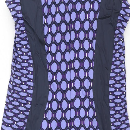 French Connection Womens Purple Geometric Cotton Pencil Dress Size 12 V-Neck Zip