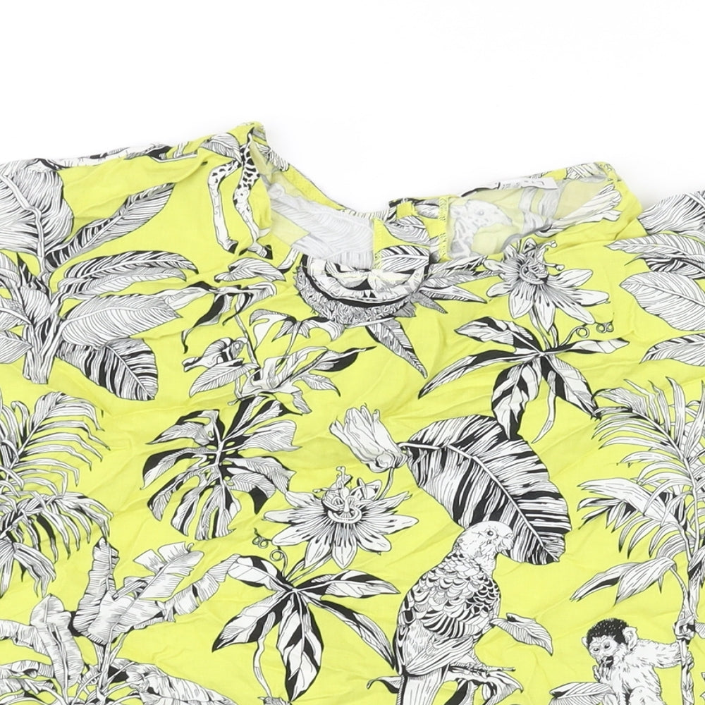 Womens UK Size 10 Warehouse Yellow Basic Blouse