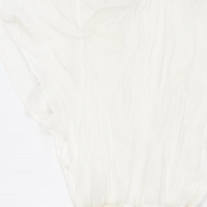 Bacio Womens White Viscose A-Line Size S V-Neck Zip - Frill Belted