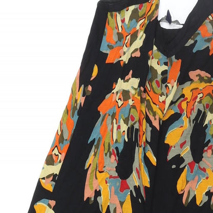 French Connection Womens Black Geometric Lyocell Maxi Size 10 Scoop Neck Pullover - Frill