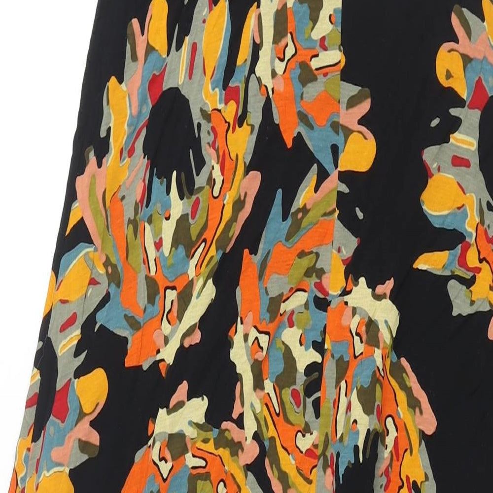 French Connection Womens Black Geometric Lyocell Maxi Size 10 Scoop Neck Pullover - Frill