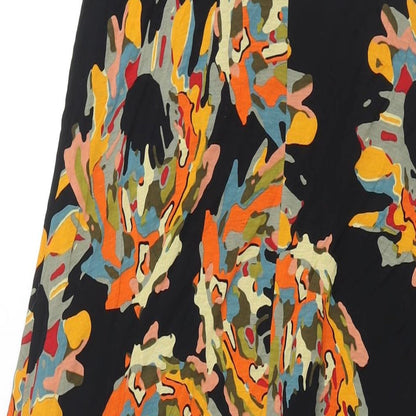 French Connection Womens Black Geometric Lyocell Maxi Size 10 Scoop Neck Pullover - Frill