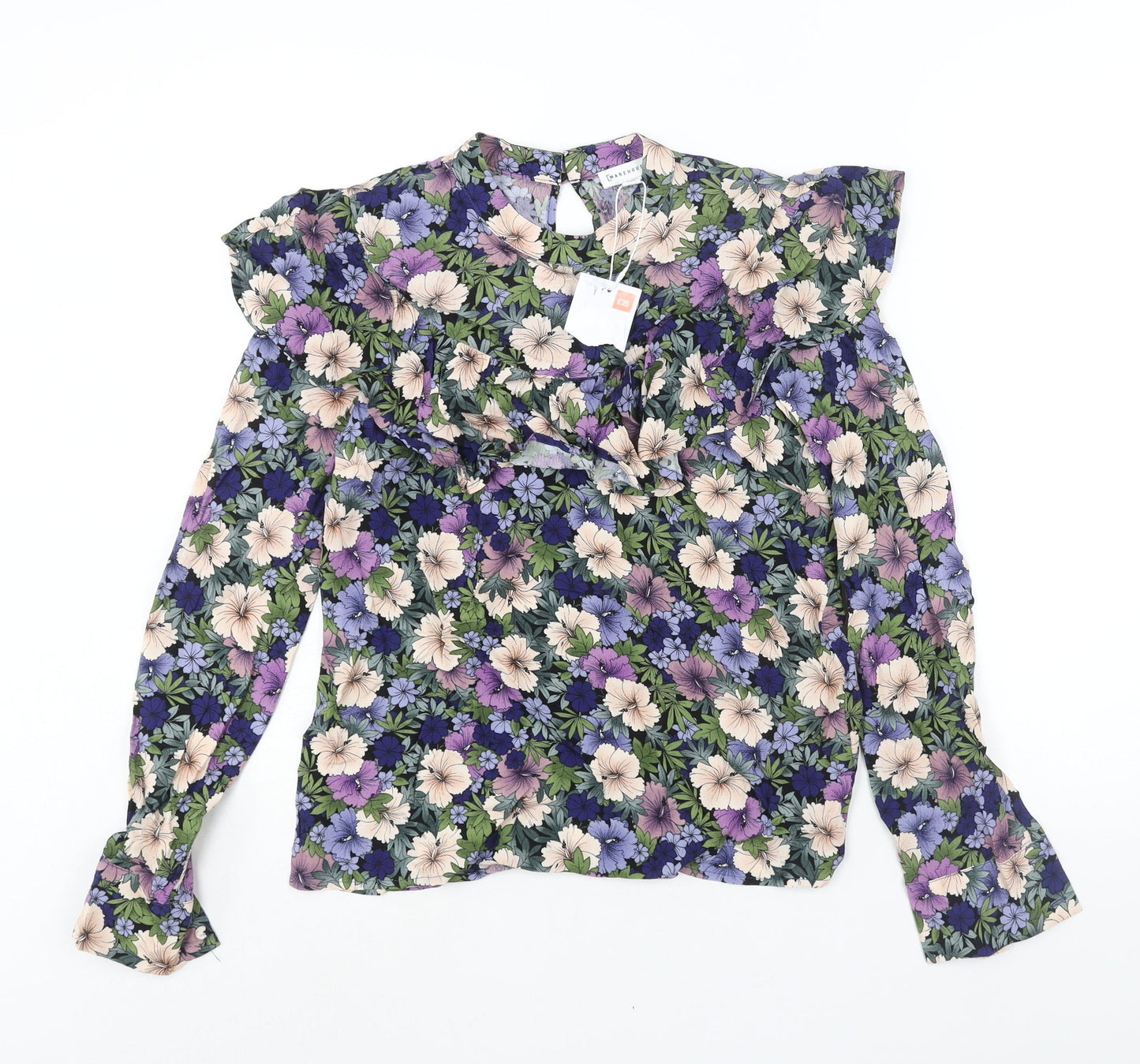 Womens UK Size 8 Warehouse Multicoloured Basic Blouse