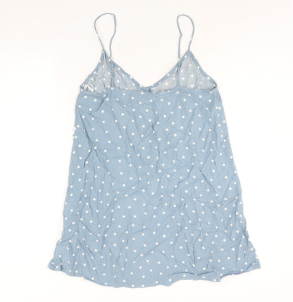 Motel Womens Blue Polka Dot Viscose Tank Dress Size S V-Neck Button