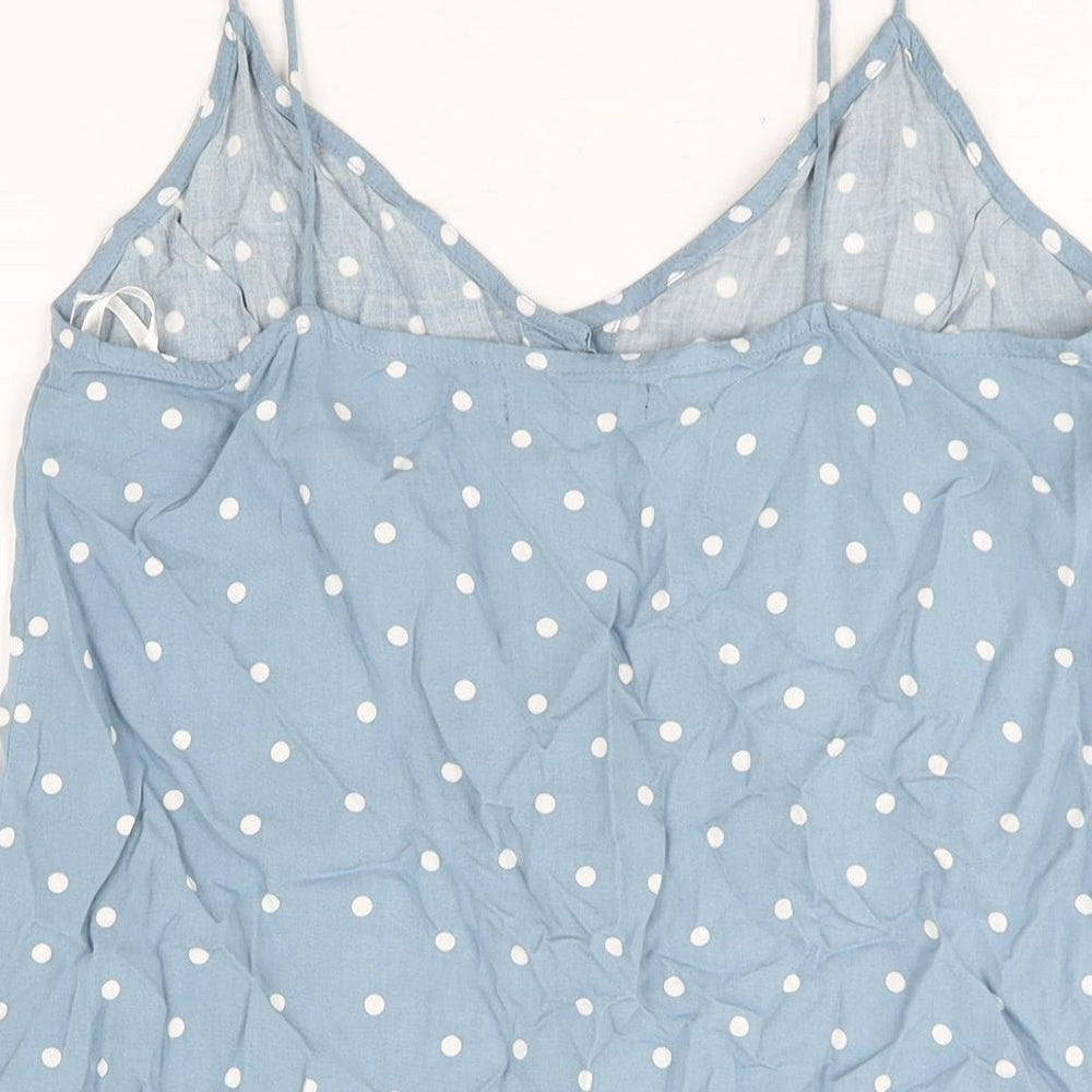 Motel Womens Blue Polka Dot Viscose Tank Dress Size S V-Neck Button