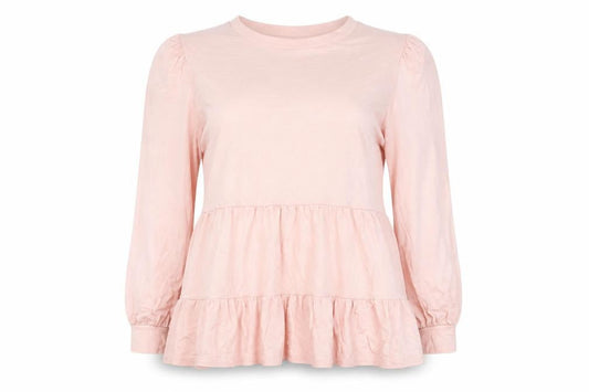 New Look Womens Pink Viscose Basic Blouse Size 14 Round Neck - Smocked