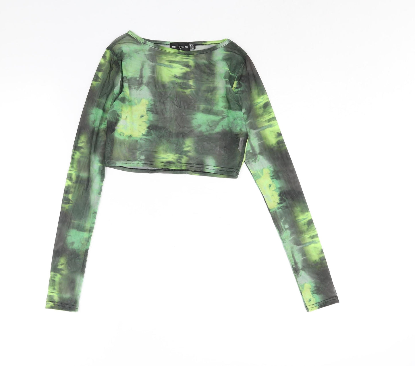 Womens UK Size 6 PRETTYLITTLETHING Green Basic Blouse