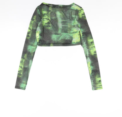 Womens UK Size 6 PRETTYLITTLETHING Green Basic Blouse