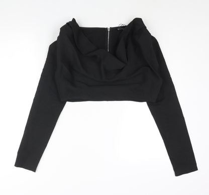 Womens UK Size 10 PRETTYLITTLETHING Black Cropped Blouse
