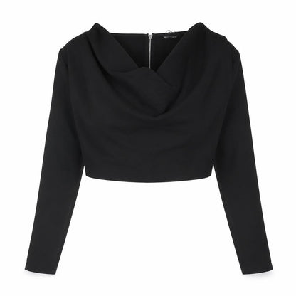 Womens UK Size 10 PRETTYLITTLETHING Black Cropped Blouse