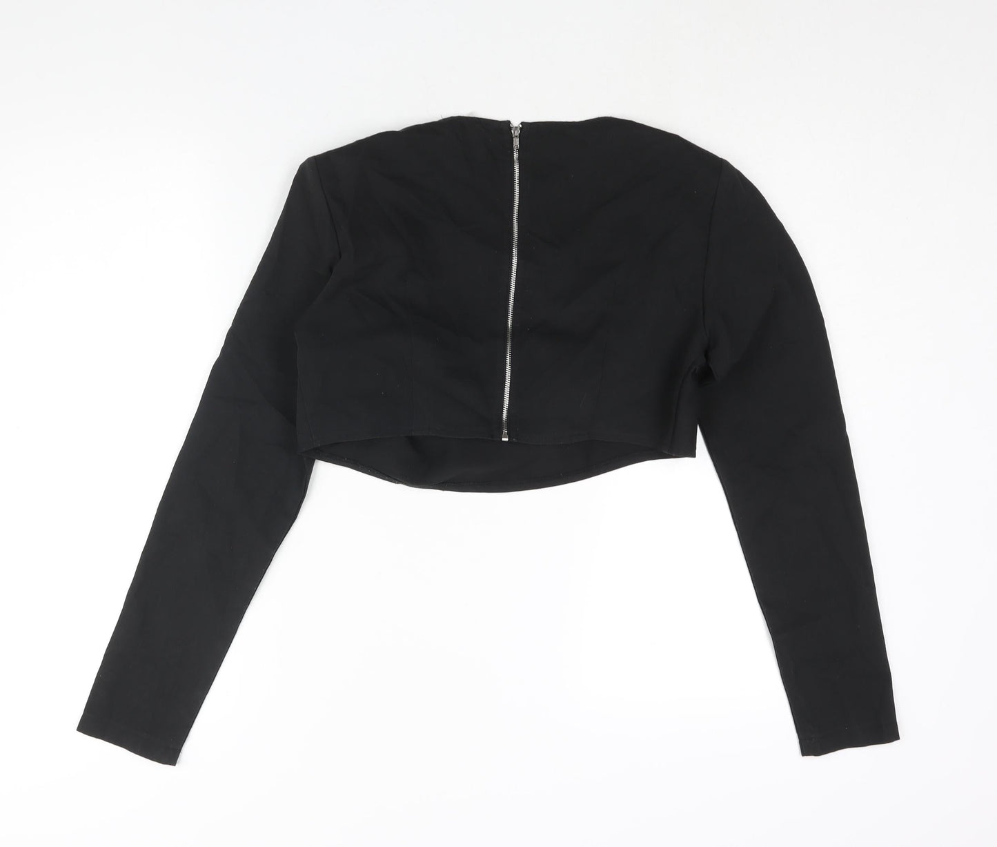 Womens UK Size 10 PRETTYLITTLETHING Black Cropped Blouse