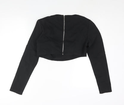 Womens UK Size 10 PRETTYLITTLETHING Black Cropped Blouse