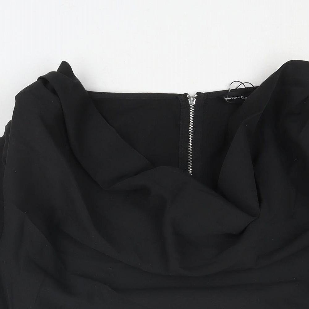 Womens UK Size 10 PRETTYLITTLETHING Black Cropped Blouse