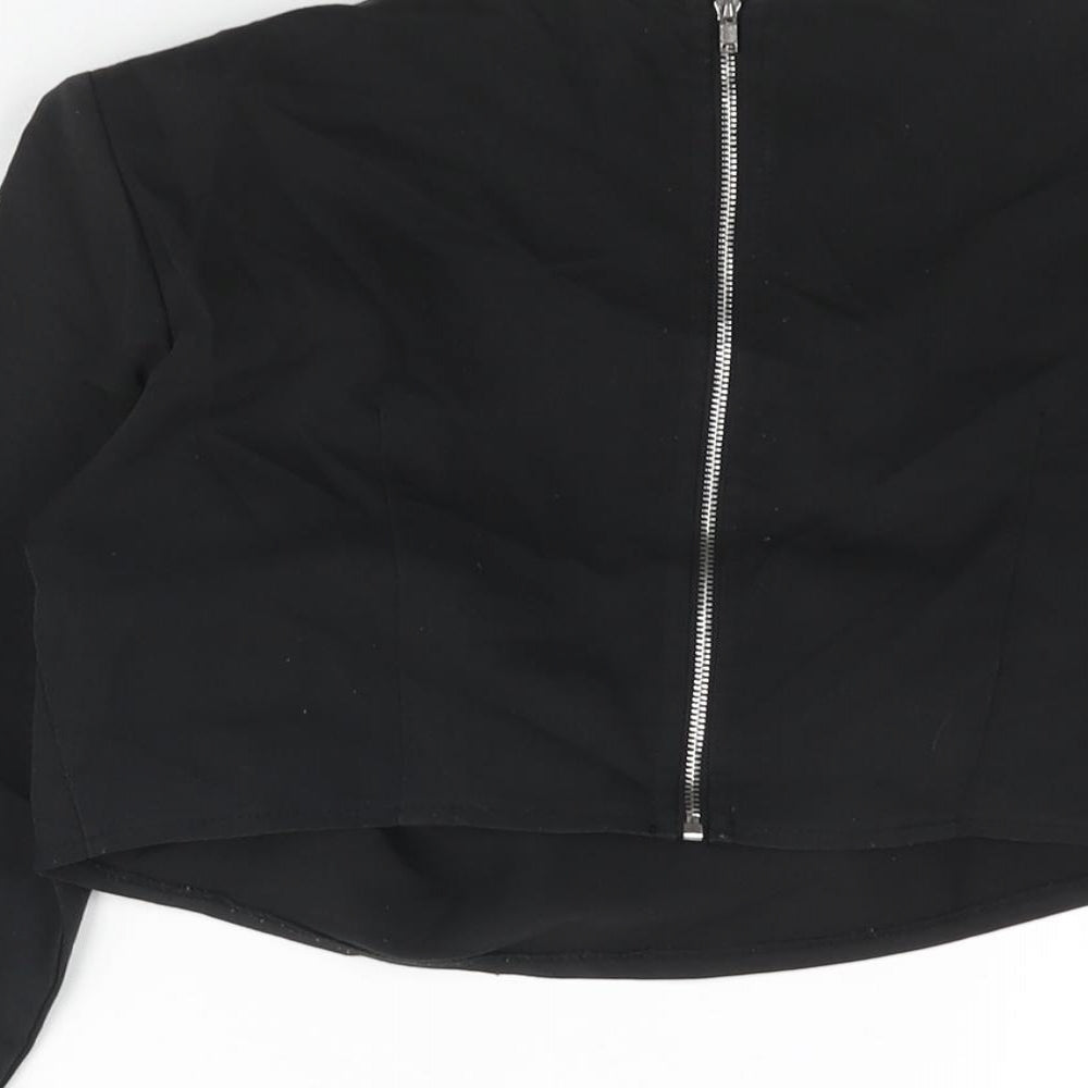 Womens UK Size 10 PRETTYLITTLETHING Black Cropped Blouse