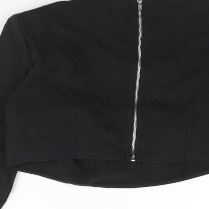Womens UK Size 10 PRETTYLITTLETHING Black Cropped Blouse