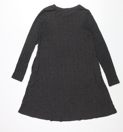 Marks and Spencer Womens Grey Polyester Shift Size 12 Round Neck Pullover