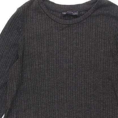 Marks and Spencer Womens Grey Polyester Shift Size 12 Round Neck Pullover