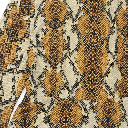 Missguided Womens Brown Animal Print Polyester Shirt Dress Size 14 Collared Button - Snakeskin Print