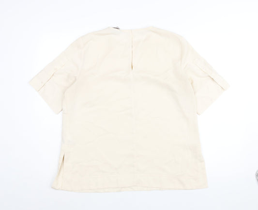 Womens UK Size M H&M Ivory Basic Blouse