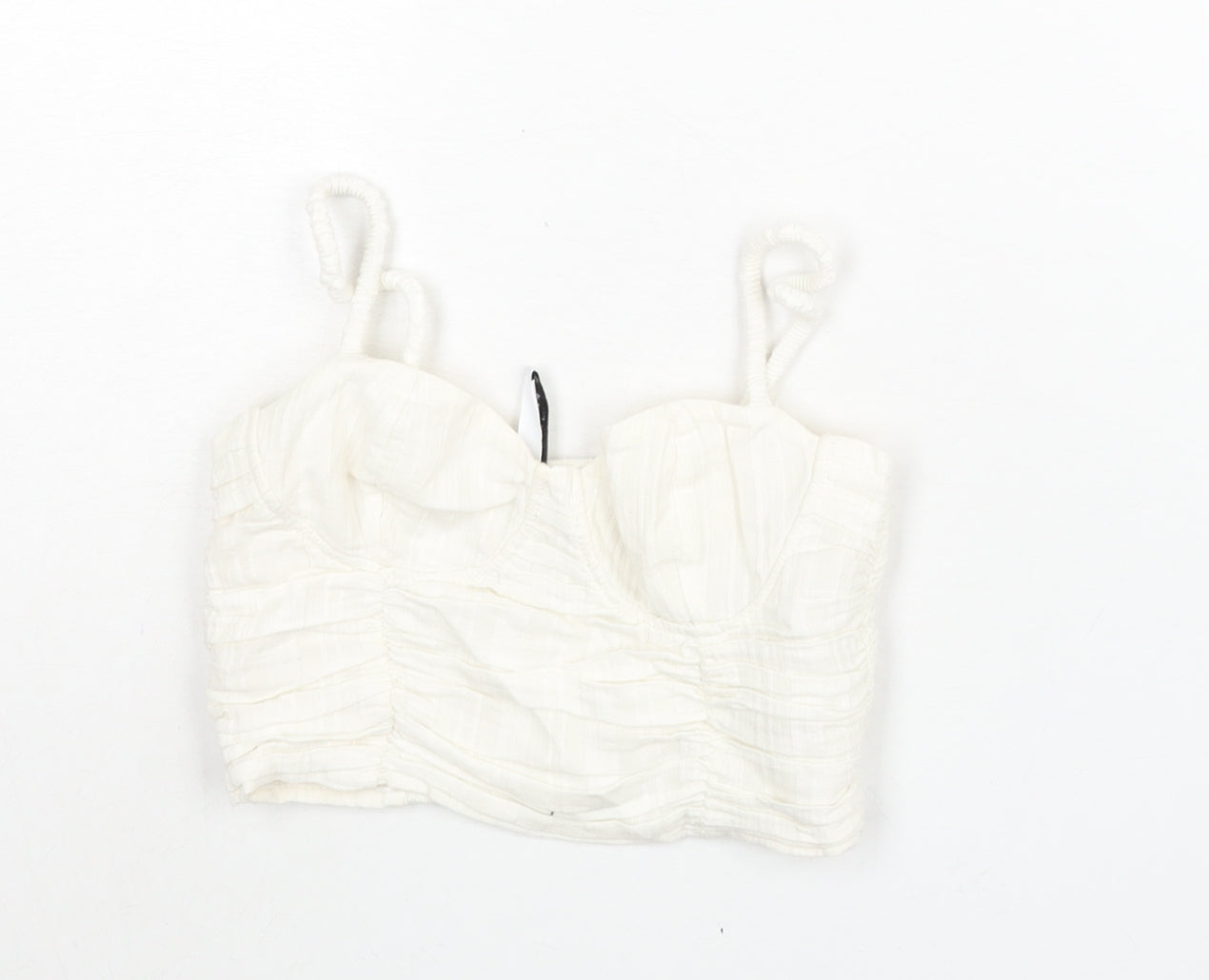 Womens UK Size XS Stradivarius White Cropped Blouse